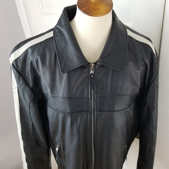 Kenneth Cole Reaction Genuine Leather Moto Jacket, Size L - Picture 8 of 16
